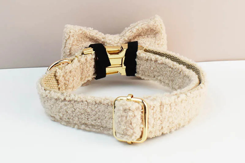 Teddy Ready - 4-Delige Set met Tuigje, Halsband, Riem en Strik - Faux White